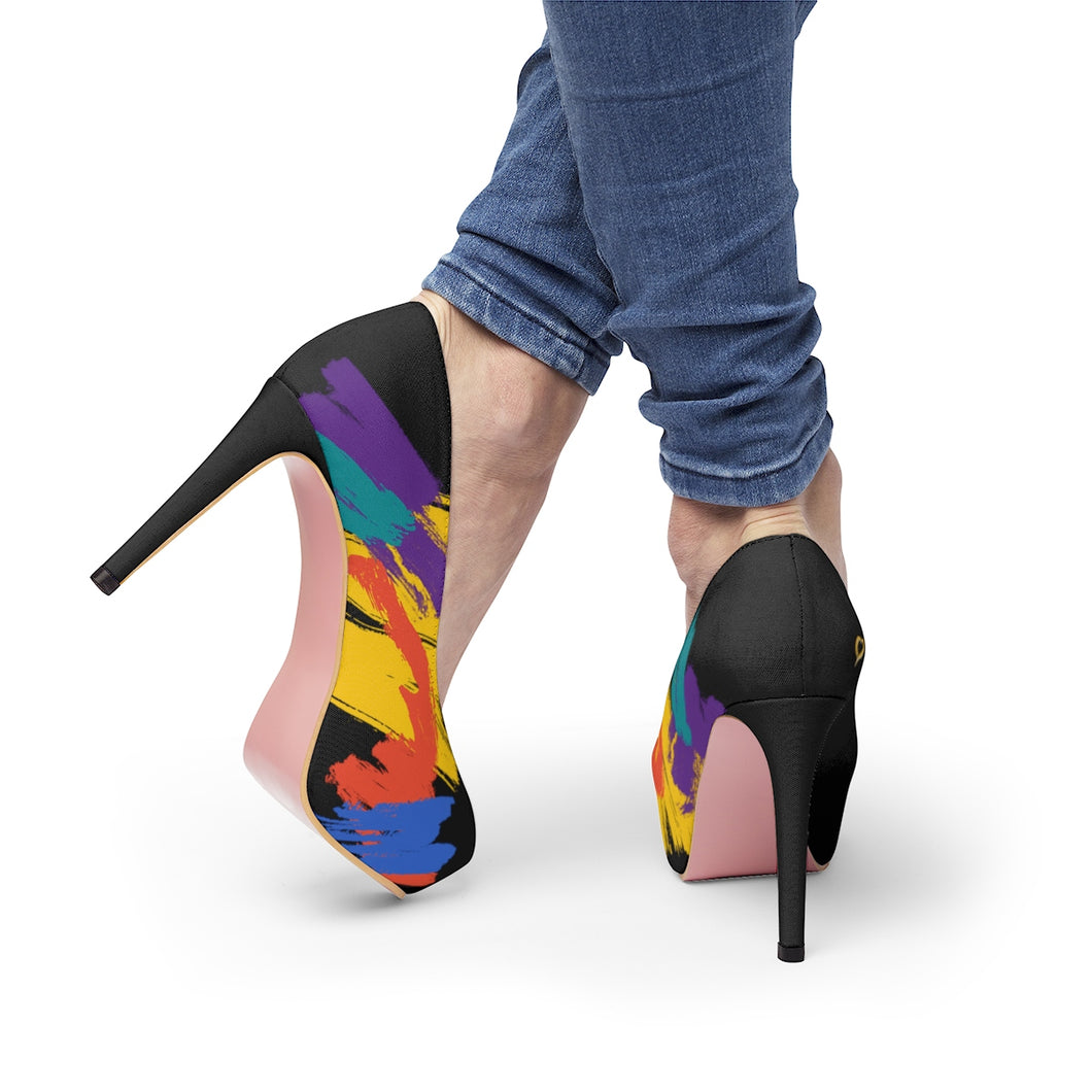 I Do Me2 Black/Colorful Women's Platform Heels