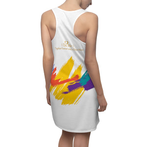 I Do Me2 White/colorful Women's Cut & Sew Racerback Dress