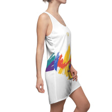 I Do Me2 White/colorful Women's Cut & Sew Racerback Dress