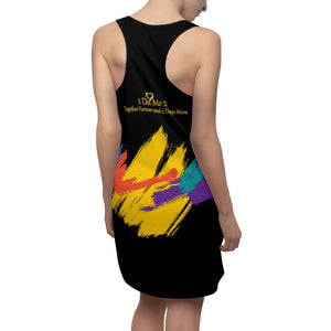 I Do Me2 Black/colorful Women's Cut & Sew Racerback Dress